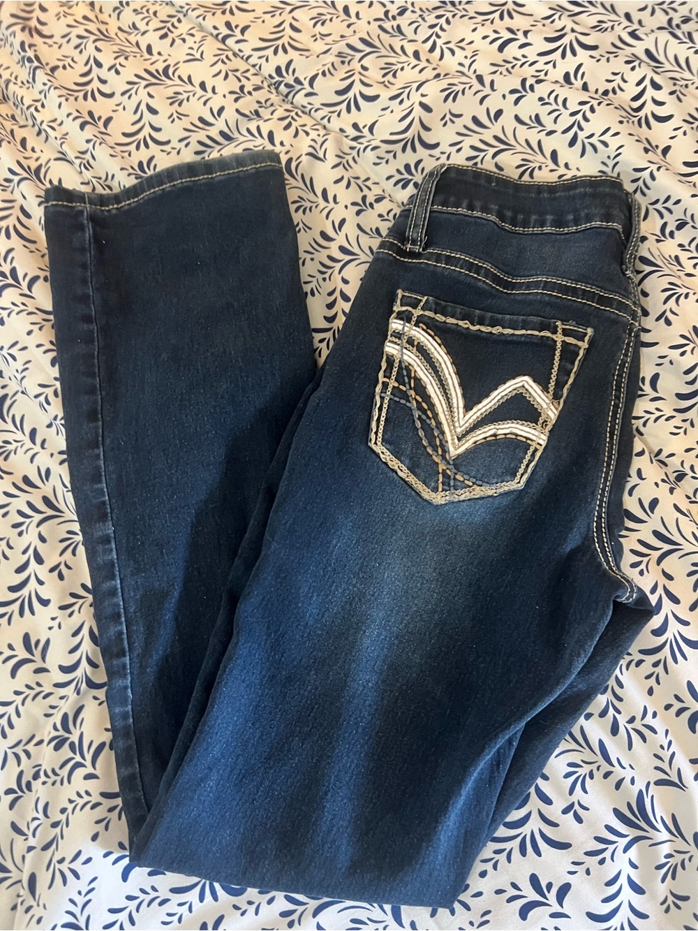 Hydraulic Dark Blue Bootcut Jeans with Contrast Back Pocket Stitching